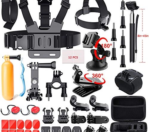 Adofys 49 in 1 Action Camera Accessory Kit Bundle Compatible for GoPro Hero 6 5 4 3/SJCAM/Akaso/Apeman/Xiaomi Yi Action Camera (49 in 1)