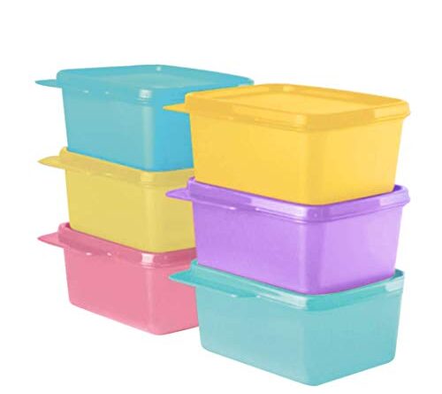Tupperware 11155971 Plastic Refrigerator Container - 500ml, 6 Pcs, Green, Purple, Pink, Blue, Yellow