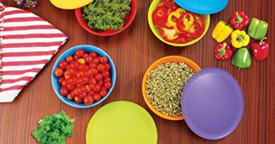 Tedemel Plastic Microwave Safe, Eco Friendly Virgin Food Grade Plastic, Freezer Safe, 6 Pieces Set Mixing Classic Bowl Style: No 4 Lid 500ml, Multicolour