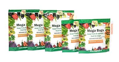 Mega Bags Plastic and Cotton Vegetable Protector Fridge Bag Keep Fresh 20X Times Than Normal Storage (Multicolour)