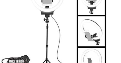 VARZ Professional LED Selfie Ringlight with Adjustable Tripod Stand for YouTube, Reels, Musically, Video Vlogging and Camera Photography. (10 Inch Ring Light with 7 feet Tripod)