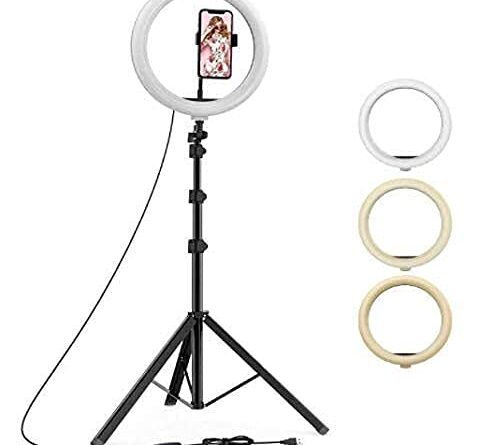 Jeteck 7 Feet Long Tripod Stand (84 Inch) with 10" LED Ring Light Combo for Tiktok MX Taka tak Instagram Reels YouTube vlogging Vigo Video Shooting and Recording with Mobile Phone Camera Clip Setup