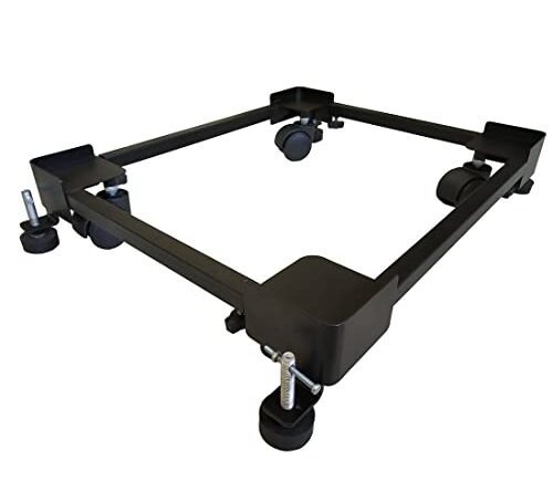 Smart Shelter Heavy Duty Adjustable Metal Stand/Trolley with Wheels, Front & Top Loading Washing Machine, Fridge, Cooler, Dishwasher Stand, Capacity Upto 140 Kgs,Black (Min:16.5"x 19.5",Max:25.5"x32")