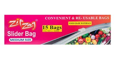 ZIPZAG Zipper Seal Freezer Food Storage Freezer and Microwave Safe; Convenient and Re-Usable Bags (8.5 X 9 inches; Medium; Multicolour) - Pack of 2(30 Pcs)