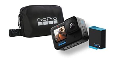 GoPro HERO10 Black Action Camera with Free Sling Bag Rechargeable Battery Digital (Waterproof, Front & Rear Dual Screen, 5.3K60 Ultra HD Video, 23MP Photos), (CHDRB-101-CN+BAT+Bag)