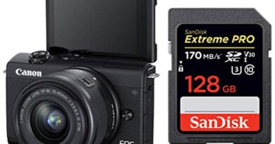Canon EOS M200 Mirrorless Camera, EF-M 15-45mm f/3.5-6.3 is STM Lens, 24.1 MP, 16 GB Memory Card + SanDisk 128GB Extreme Pro SDXC UHS-I Card - C10, U3, V30, 4K UHD, SD Card, 3 Optical Zoom
