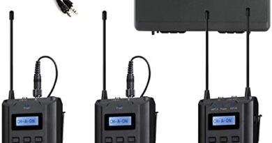 Movo WMX-20-DUO 48-Channel UHF Wireless Lavalier Microphone System with 1 Receiver, 2 Transmitters, and 2 Lapel Microphones (330' ft Audio Range)