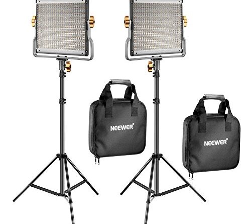 Neewer 2 Packs Dimmable Bi-Color 480 LED Video Light and Stand Lighting Kit Includes: 3200-5600K CRI 96+ LED Panel with U Bracket, 75 inches Light Stand for YouTube Studio Photography, Video Shooting