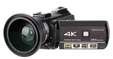 Video Camera Camcorder, 4K UHD WiFi 30X Digital Zoom IR Night Vision Digital Camera Recorder, IPS 3.1inch Touch Screen Vlogging Camera with LED Fill Light, Remote Control, Battery for Outdoor Home(EU)