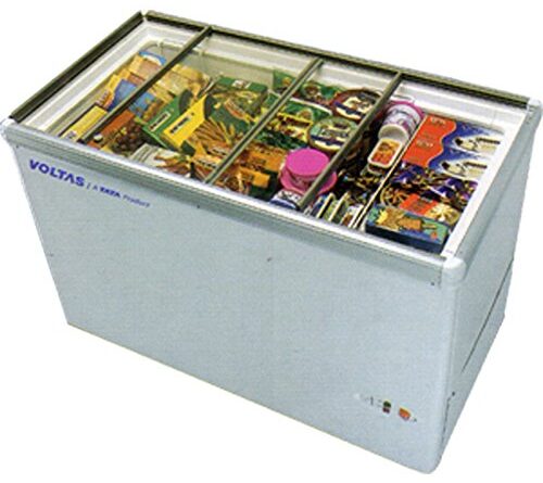 Voltas 405 GSL Horizontal Chest Glass Top Freezer, Standard, White