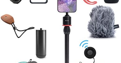 Movo iVlog1 Vlogging Kit for iPhone - Lightning Compatible YouTube Starter Kit - with Shotgun Microphone, Mini Tripod, LED Light, Wide-Angle Lens, Lightning Adapter Vlog Kit - iPhone Vlogging Kit