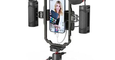 SmallRig Universal Phone Video Rig Kit for iPhone, Smartphone and Cameras, Phone Stabilizer Rig w/ Tripod Microphone LED Light Side Handle Power Bank Holderm, for Vlogging & Live Streaming - 3384B