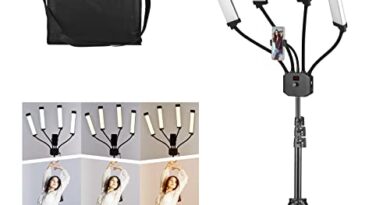 Flexible 4-Arms LED Light Pgraphy Fill Light 3200K-5600K Dimmable with Phone Holder + 2M/78.7in Metal Light Stand + Carrying Bag for Live Streaming Vlogging Wedg Product