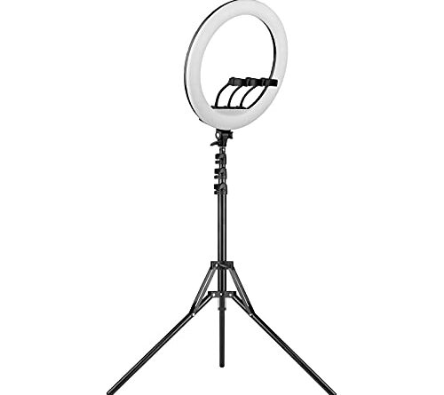 Adium 18 Inch LED Ring Light Pgraphy Lamp Set Stepless Dimmable 2700K-6500K with Tripod Stand 3pcs Pne lders Remote Control Carrying Bag for Selfie Makeup Live Streaming Vlogging