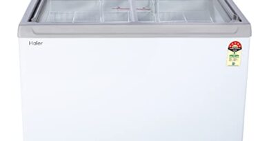 Haier HFC-300GM5-5 star rating double door Glass top model, With inside Metal liner, White