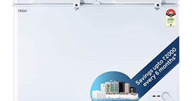 Haier HFC-350DM5-5 star rating double door hard top model, Convertible with Inside metal liner, White (324 Lt)