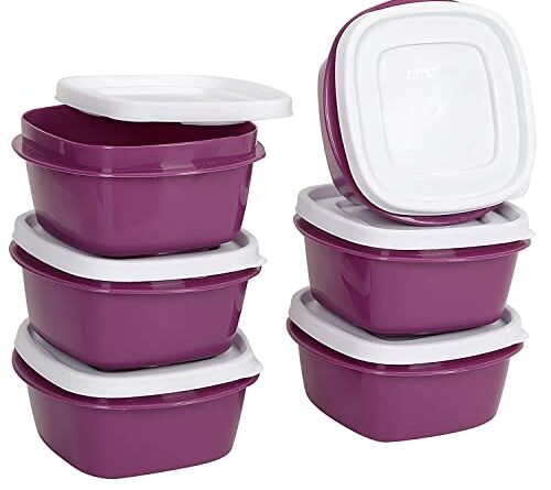 Cutting EDGE Snap Tight Food Storage Containers for Food, Kitchen, Freezer Storage, nestable, Stackable, BPA Free, Microwave, Dishwasher Safe -500ml (Purple, Set of 6)