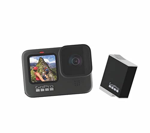 GoPro HERO9 Action Camera with Free Enduro Rechargeable Battery - Waterproof Action Camera with Touch Screen 5K Video 20MP Photos 1080p, Dual Screen (2 Year Warranty on Camera)