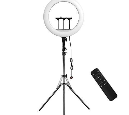 18 Inch 55W 2800-6000K Bi-Color Dimmable LED Ring Light Touch & Remote Control Dual Controls with 190cm/74.8 Inch Light Stand for Vlogging Makeup Live Streaming Pgraphy