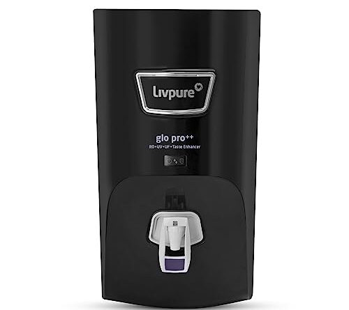 Livpure GLO PRO++ RO+UV+UF+Taste Enhancer, Water Purifier for Home - 7 L Storage, Suitable for Borewell, Tanker, Municipal Water (Black)