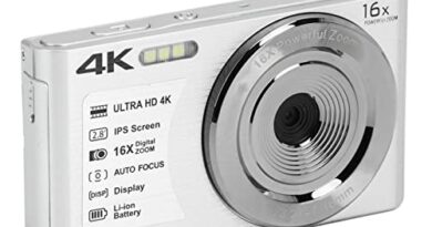 Wedinard 4K Digital Camera, 48MP Video Camera Camcorder 2.8 Inch 16X Digital Zoom Travel Camera Vlogging Camera with Fill Light Supports 256G Video Recorder Compact Camera for YouTube (Silver Color)