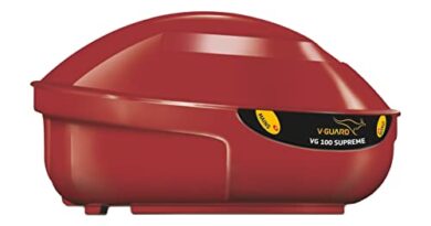 V-Guard Vg 100 Supreme Stabilizer For Refrigerators Or Deep Freezer Up To 600 L|Advance Overheat Protection|6 A Capacity|Convenient Led Indicator|3 Year Warranty|Cherry Red(Working Range:135-280 Vac)