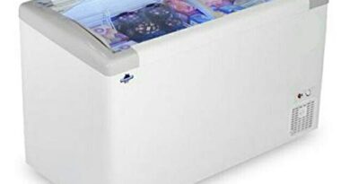 Rockwell GFR450ICGT Curved Glass Green Deep Freezer- 416 Ltr (In-built LED, 5 yrs Compressor warranty, Upto 53% power saving)